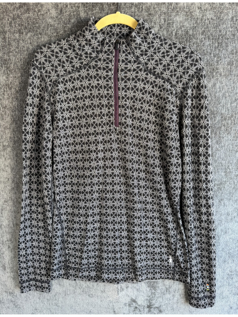 Smartwool Womens XL Classic Thermal Merino 250 1/4 Zip Base Layer Top Pattern
